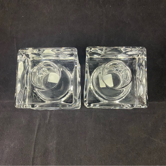 Partylite Cube Candle Holders Clear Glass Square Votive Tea Light Heavy Set Of 2 - Picture 4 of 6